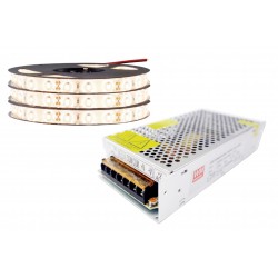 ZESTAW Taśma LED 5630 60LED/m SMD IP65 1440lm/m 14,4W/m elastyczna biała neutralna 15m montażowy