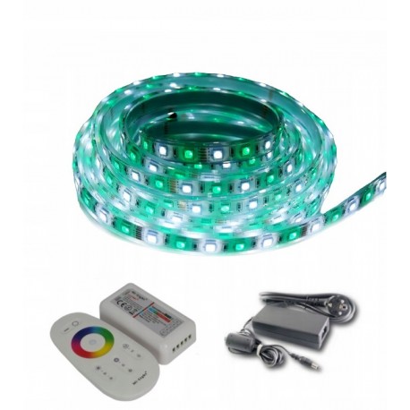 ZESTAW Mi-light taśma LED RGBW 5050 IP68 kolor + biały naturalny wodoszczelna na zewnątrz, elastyczna 12V 60LED/m 300LED  5m
