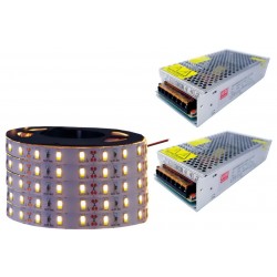 ZESTAW Taśma LED 5630 60LED/m SMD IP20 1440lm/m 14,4W/m elastyczna biała ciepła 25m