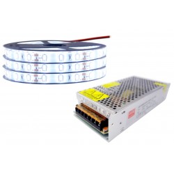 ZESTAW Taśma LED 5630 60LED/m SMD IP65 1440lm/m 14,4W/m elastyczna biała naturalna 15m